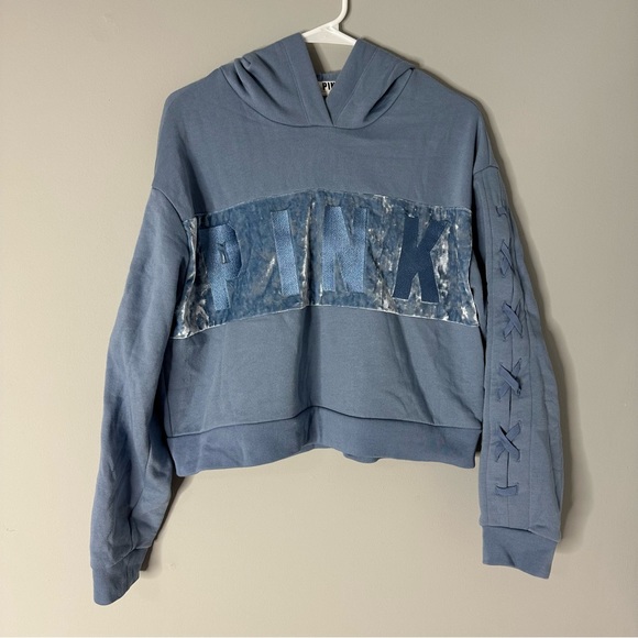 PINK Victoria's Secret Tops - PINK Cropped Velvet Hoodie